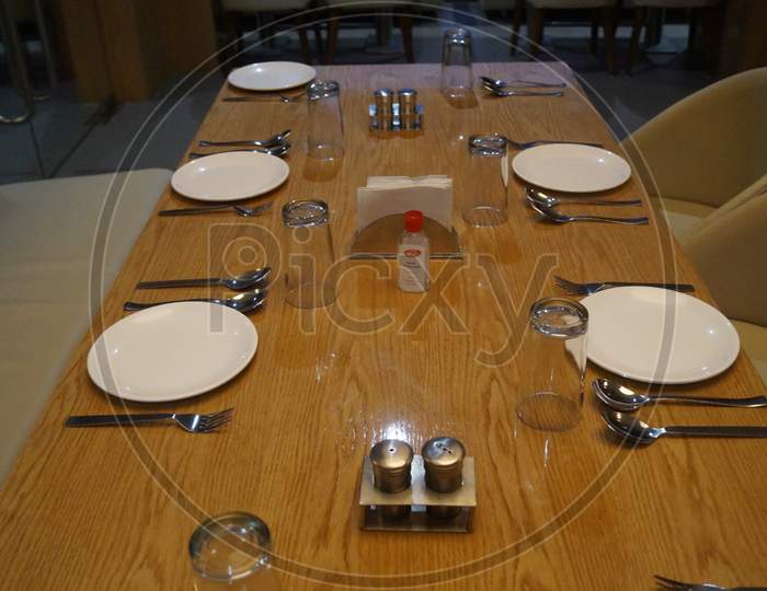 Restaurant Table Setup Photo.