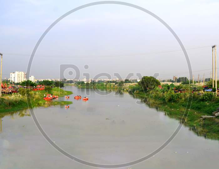 Beautiful Lake View The Photo Was Taken From Hatirjheel Lake, Hatirjheel,Uttara On 06Th October 2020.