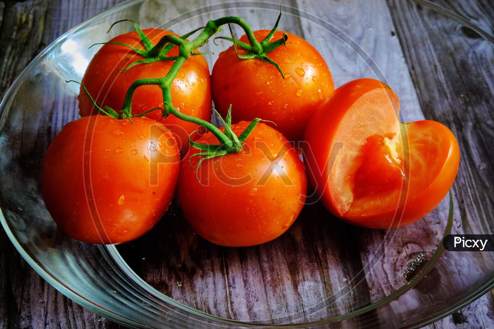 Fresh Healthy Delicious Tomatoes In Dark