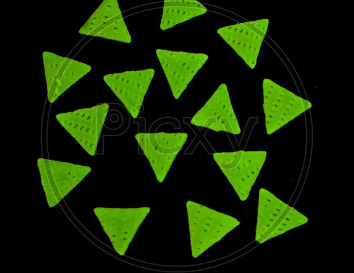 Green triangle on Black background