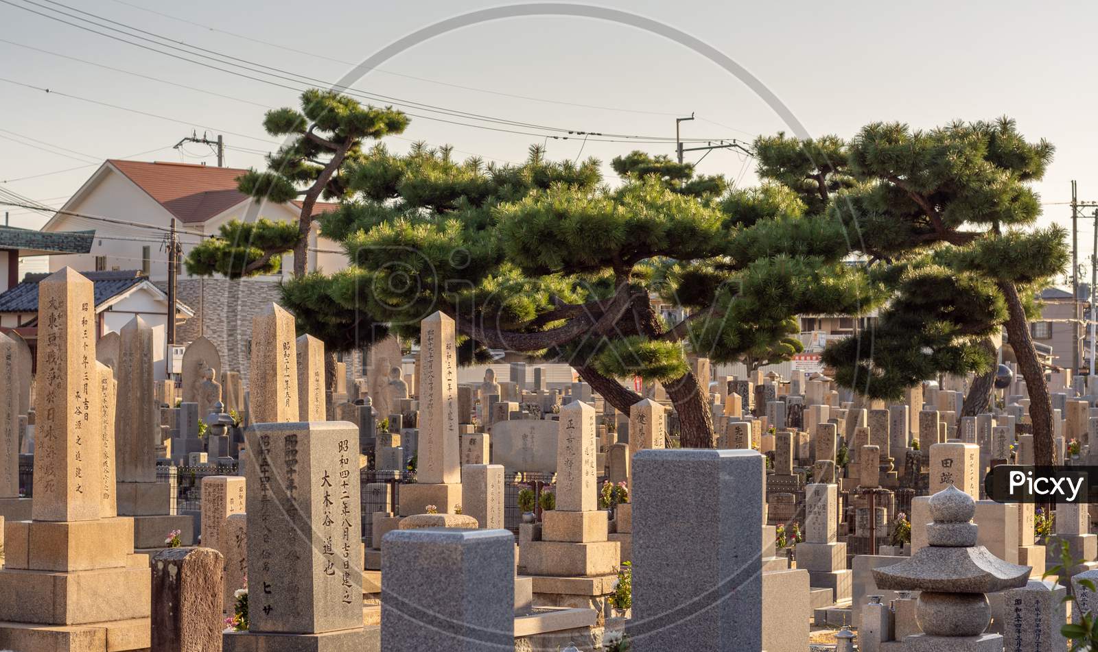 Traditional Japanese Cemetery At Izumisano City In Osaka, Japan