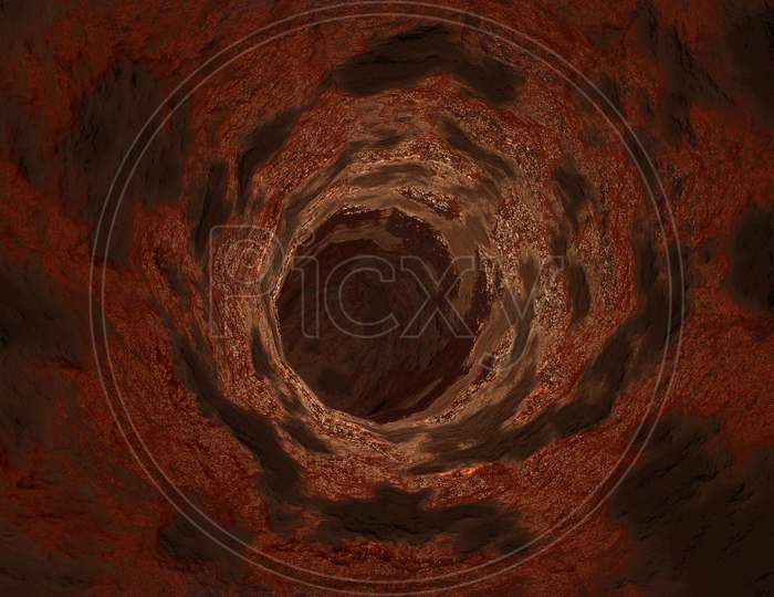 3D Illustration Graphic Of A Cave Or Tunnel, Which Has Beautiful Hard Rough Texture Or Pattern On The Wall.