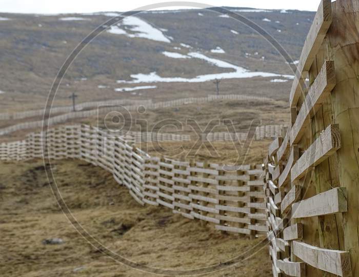 The fence on the Scottish Mountain