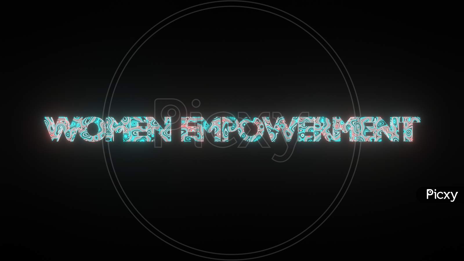 Illustration Graphic Of Beautiful Texture Or Pattern On The Text Women Empowerment, Isolated On Black Background. 3D Rendering Abstract Loop Neon Lighting Effect On Letter Women Empowerment.