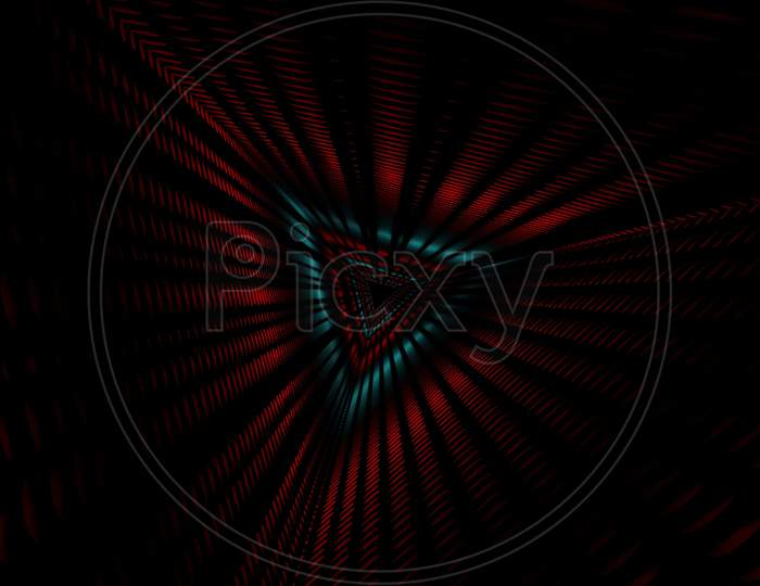 3D Illustration Graphic Of The Abstract Dark Colorful Tunnel In Space.