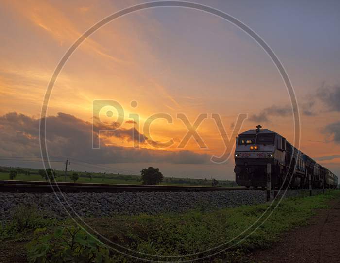 Sunset with Train