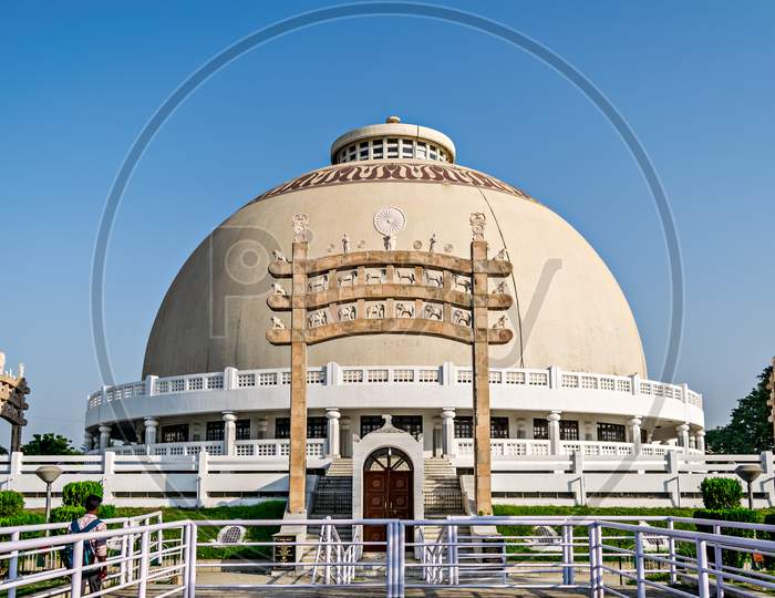 Dome Of Deekshabhoomi With Clear Sky Background In Nagpur, India.