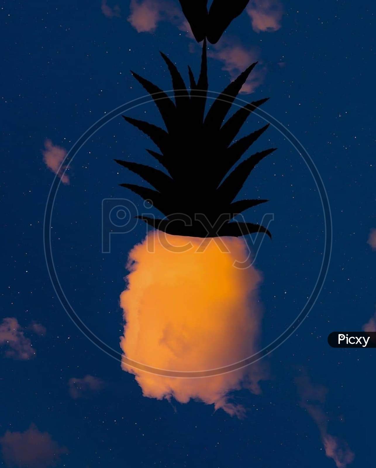 A creative idea of pineapple with clouds