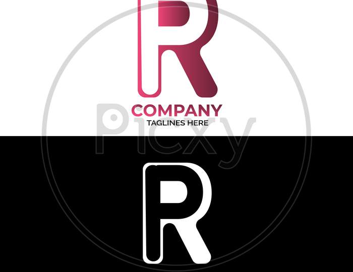 Initial Letter Logo Pr, Rp, Logo Design With Two Color.