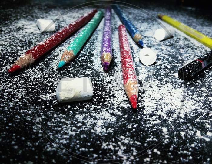 Pencils and chalk art