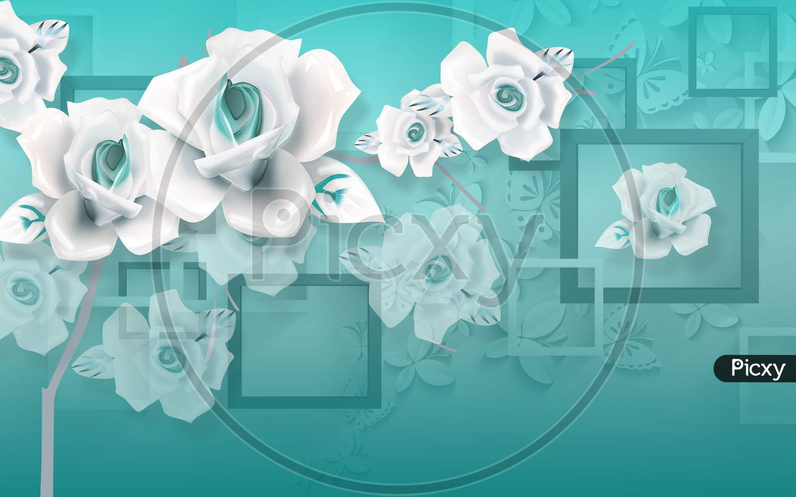 Image Of 3d Wallpaper With Whitest Flower And Aqua Color Beautyful Background Iy5125 Picxy