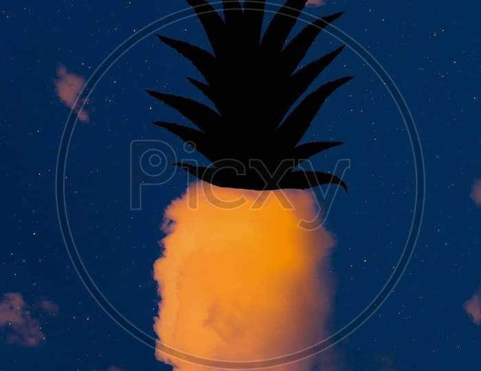 A creative idea of pineapple with clouds