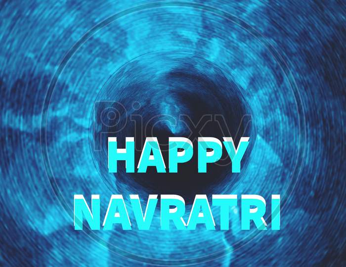 Happy navratri text on the view, blue background