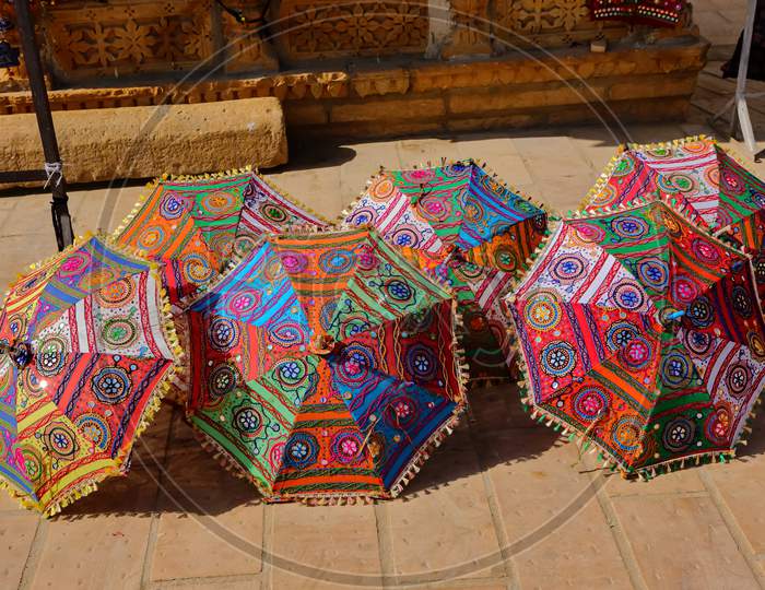 Colorful hand made umbrellas