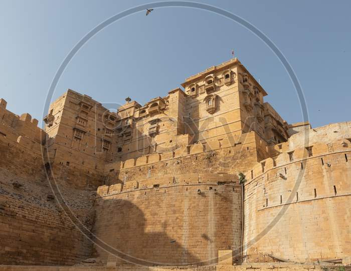 Front view of Jaisalmer fort taken from low angle