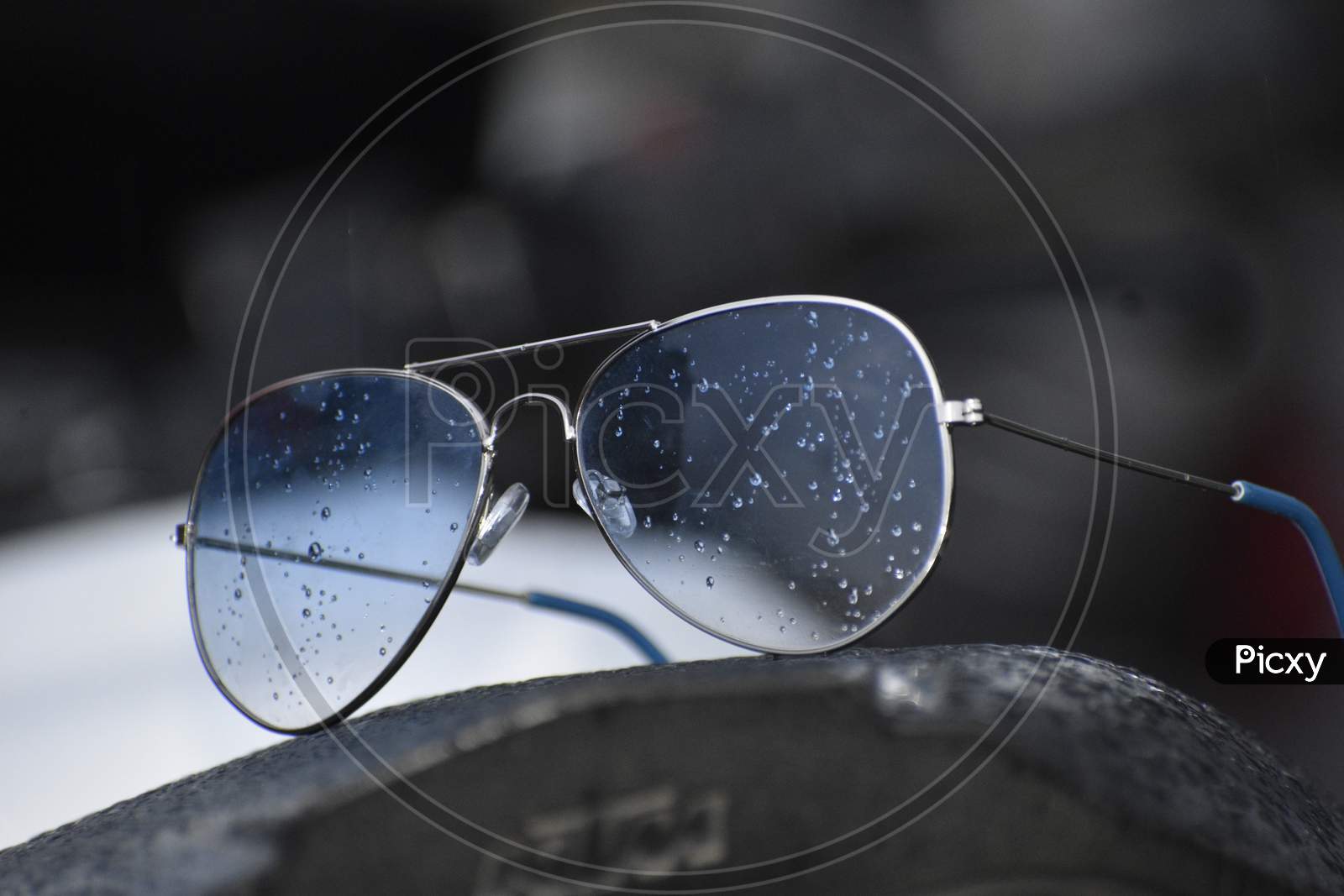 Water drop and sunglasses