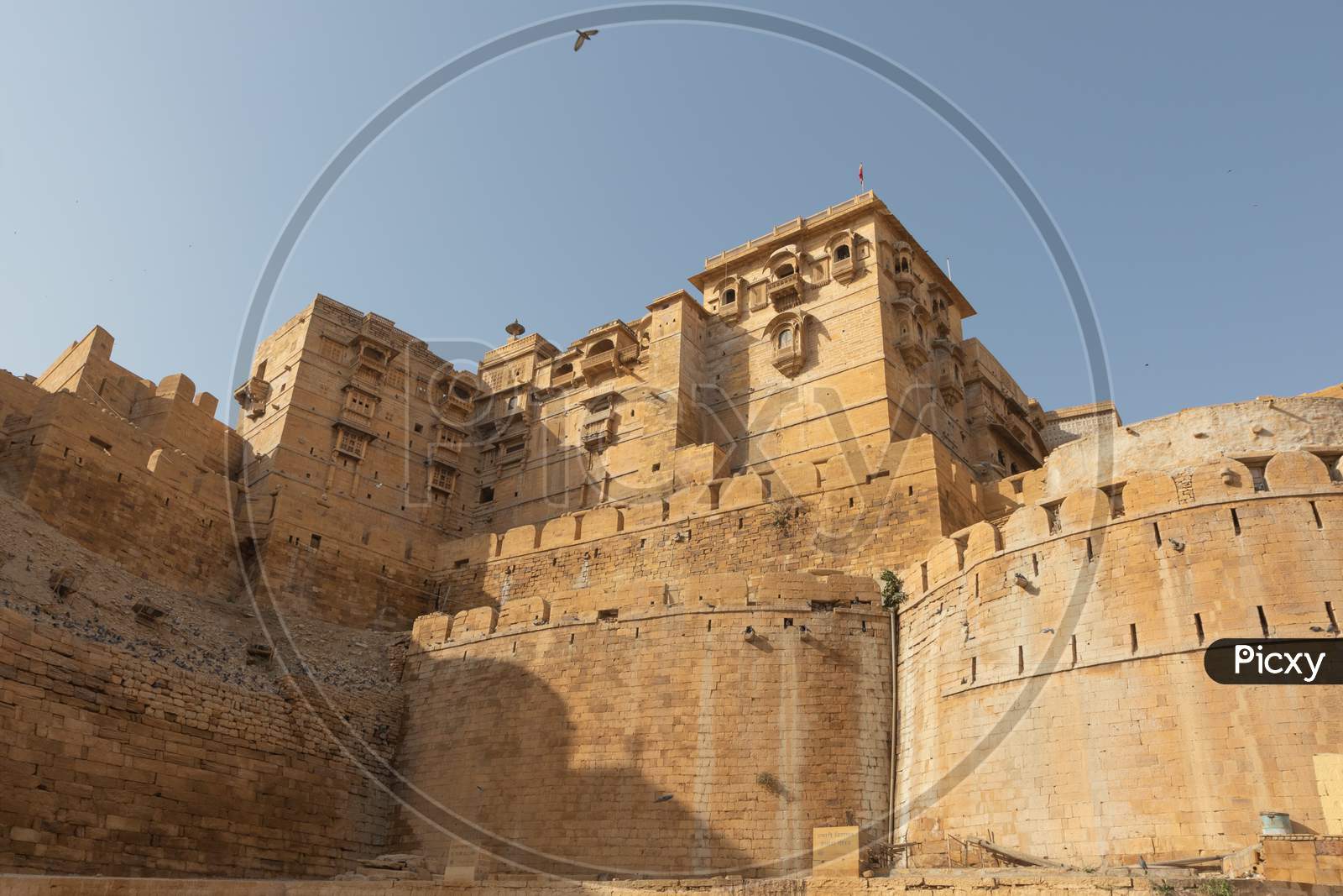 Front view of Jaisalmer fort taken from low angle