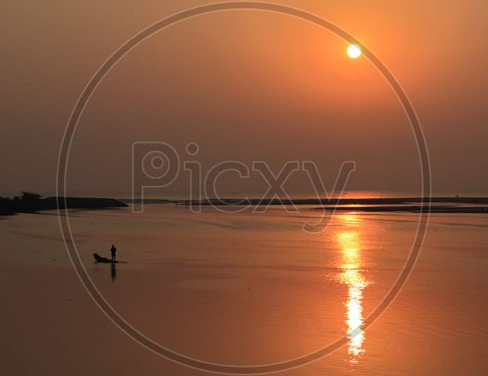 Morning Sunrise At River Delta, Landscape Image