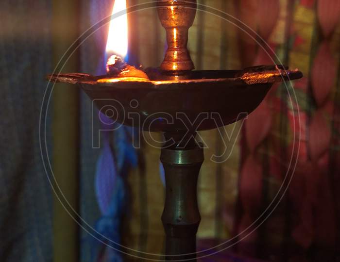 Burning Oil Lamp, Indian Tradition Oil Lamp
