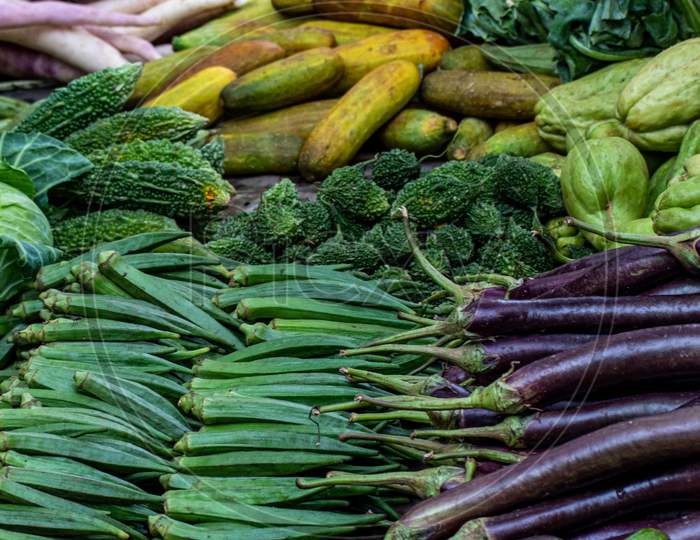 Different types of pure organic and healthy Indian vegetables