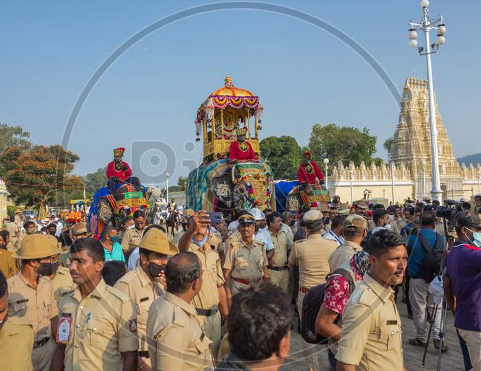 The Annual Dasara Carnival  held in Mysuru Royal Palace with the Elephants Parade and other cultural activities are a great tourist attraction in Karnataka/India.