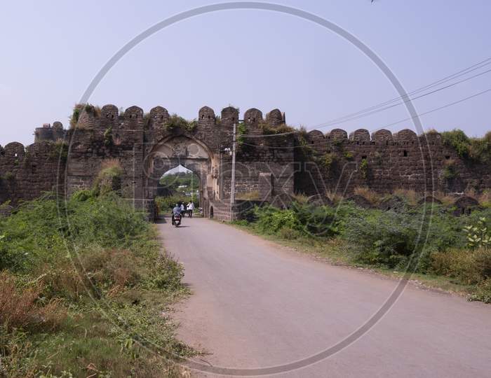 Long Shot View Of Kalaburagi Fort Entrance Gate 14Th Century Fort In Kalaburagi