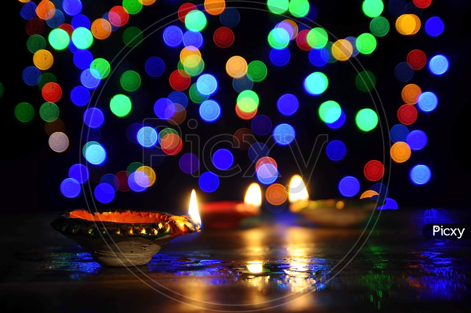 The multi colored lights for Diwali celebration.