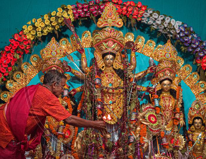 Worship of Durga Idol