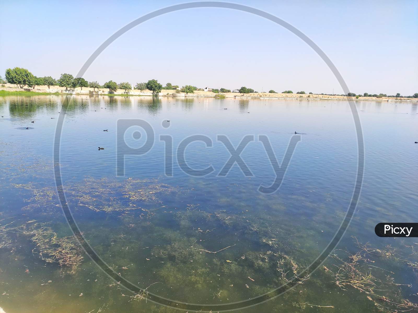 Village lake for crystal clear natural mineral water