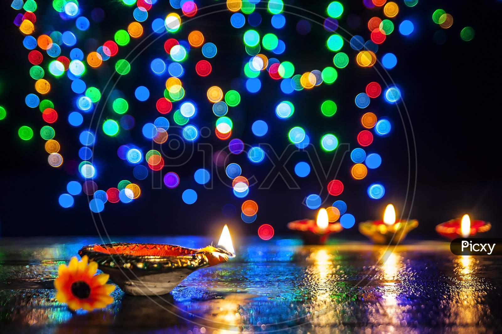 The multi colored lights for Diwali celebration.