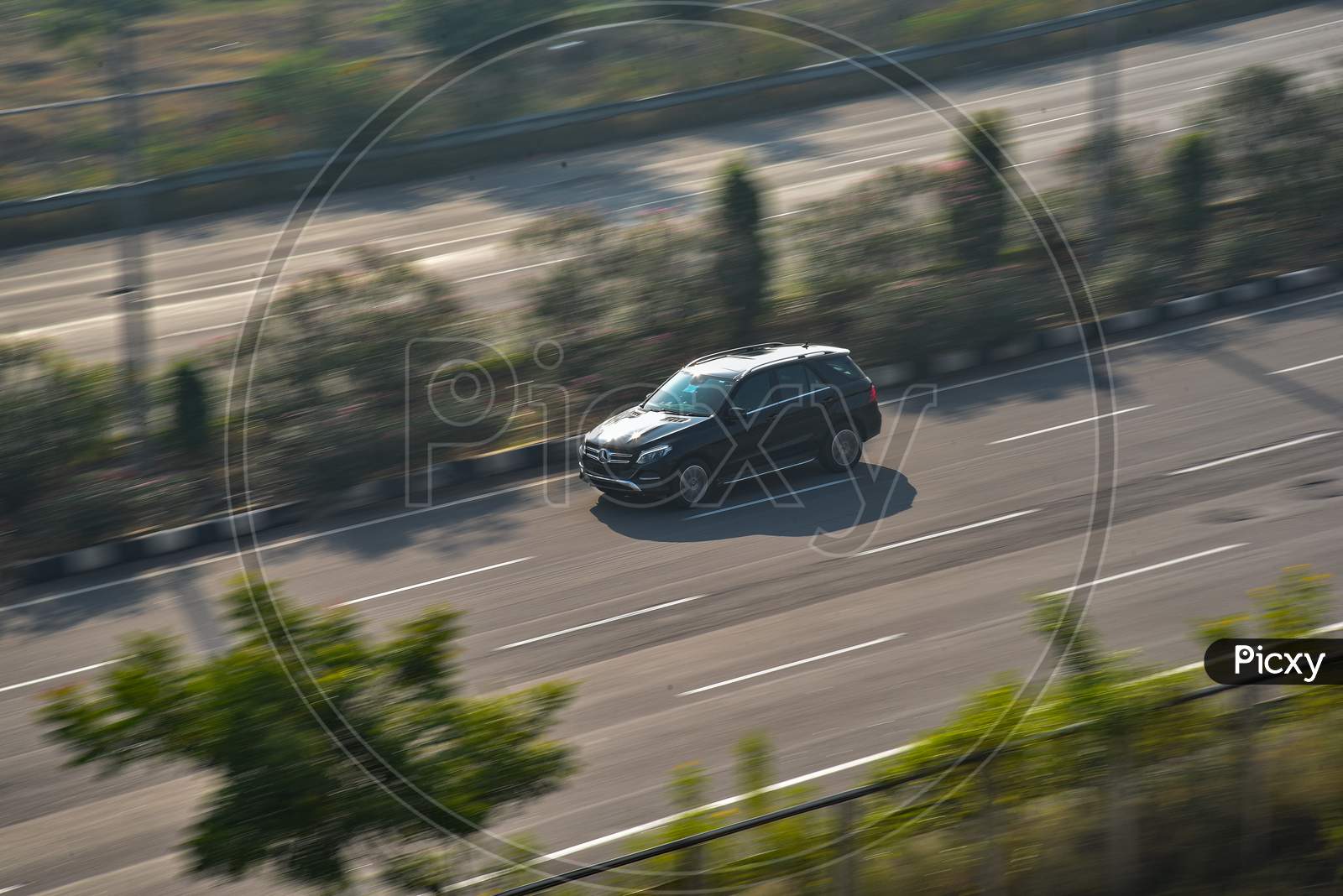 Speed moving car on Hyderabad Outer Ring Road