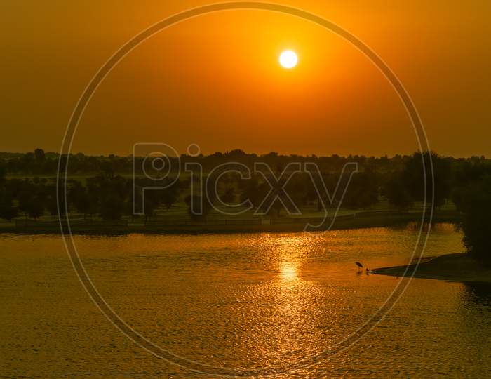 Beautiful Sunset At Al Qudra Lakes