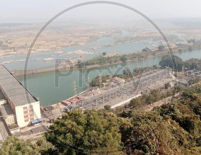 Bird eye view of Hirakud Dam & Hydroelectric power