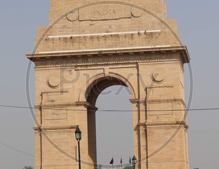 India Gate, Rajpath , New Delhi/India- OCTOBER 02 2020: Due to covid 19 no visitor. No traffic. Silent road.