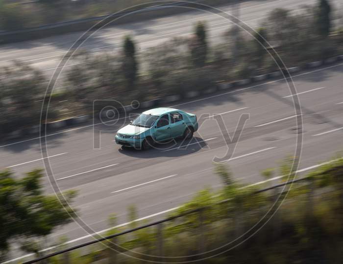 Speed moving car on Hyderabad Outer Ring Road