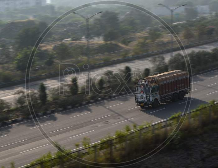 Fast moving lorry on a Highway