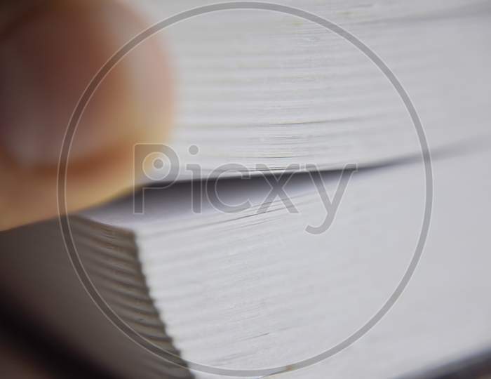 Selective Focus, Macro Look At The Pages Of The Thick Book
