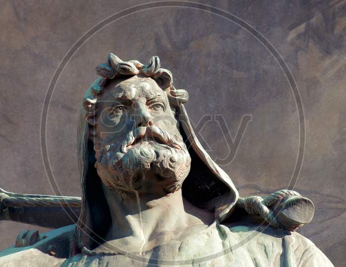 Close Up Of Wilhelm Tell Statue In Altdorf, Switzerland