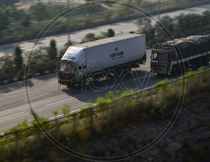 Fast moving lorry on a Highway