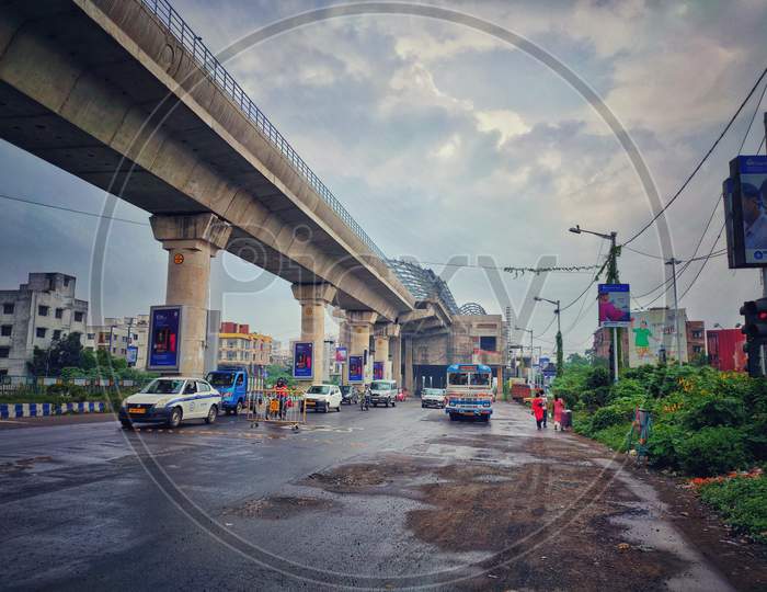 Urban Kolkata rainy day