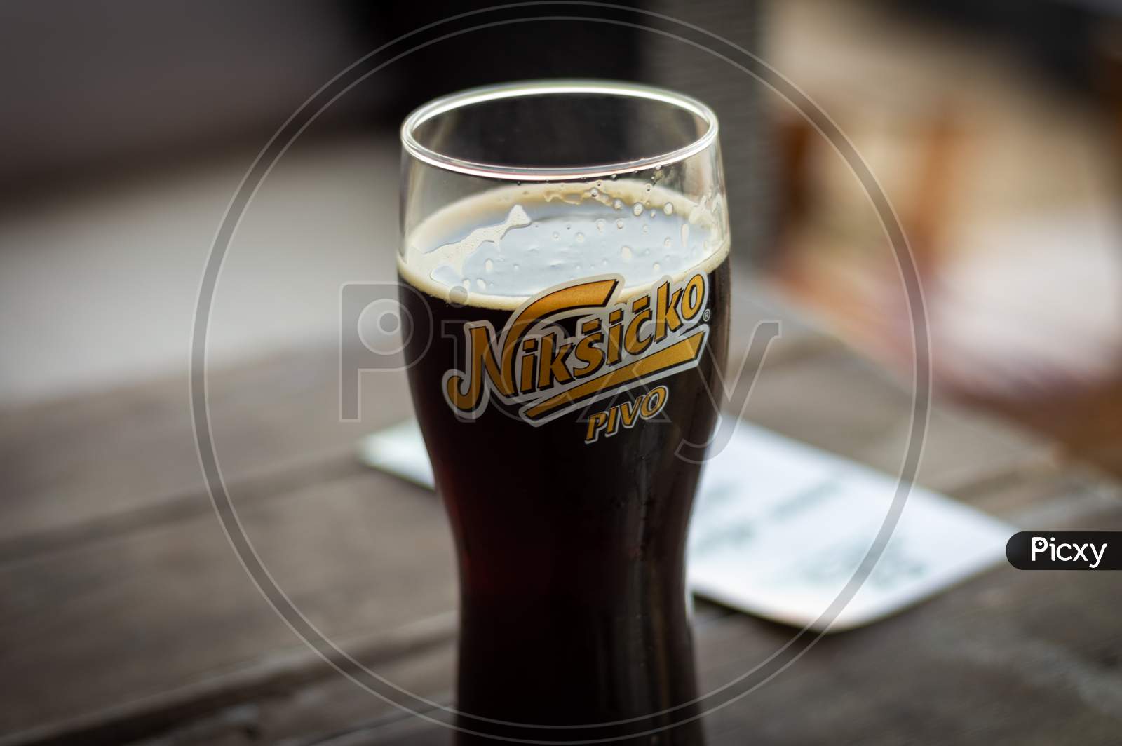 A Glass Of Cold Niksic Dark Beer, Served In A Restaurant In Belgrade, Serbia
