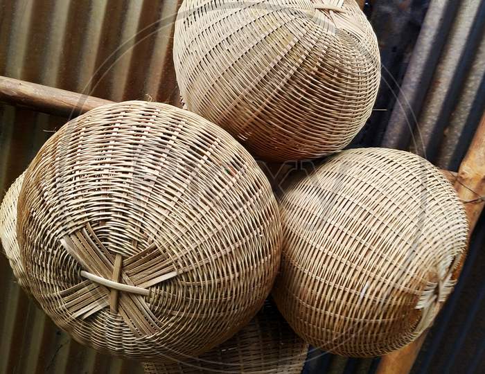 Bamboo made storage basket from Assam