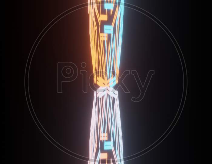 3D Illustration Graphic Of A Beautiful Colorful Abstract Sci-Fi Object Moving In A Straight Line.