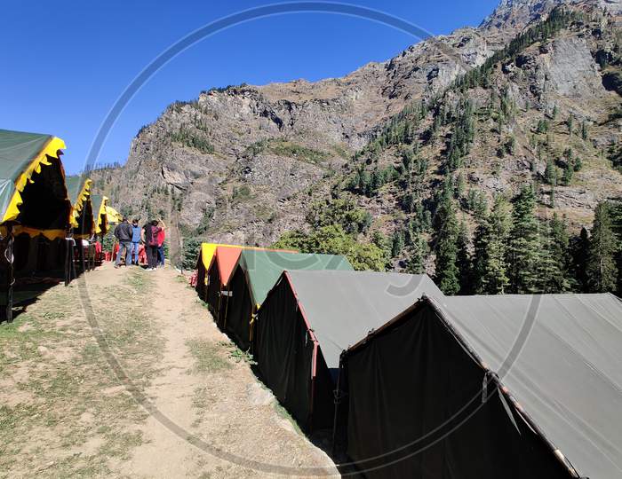 Mountains and tents
