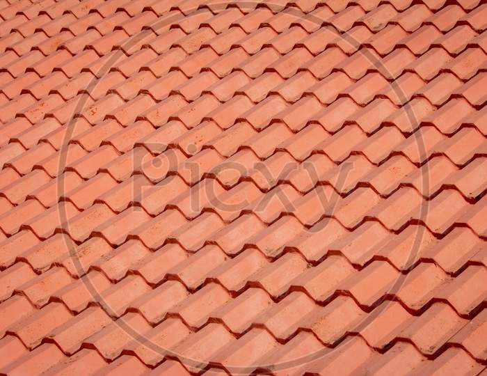Roof Tiles On Guest House In Yercaud, Tamil Nadu. Styling Of Roof With Tiles.