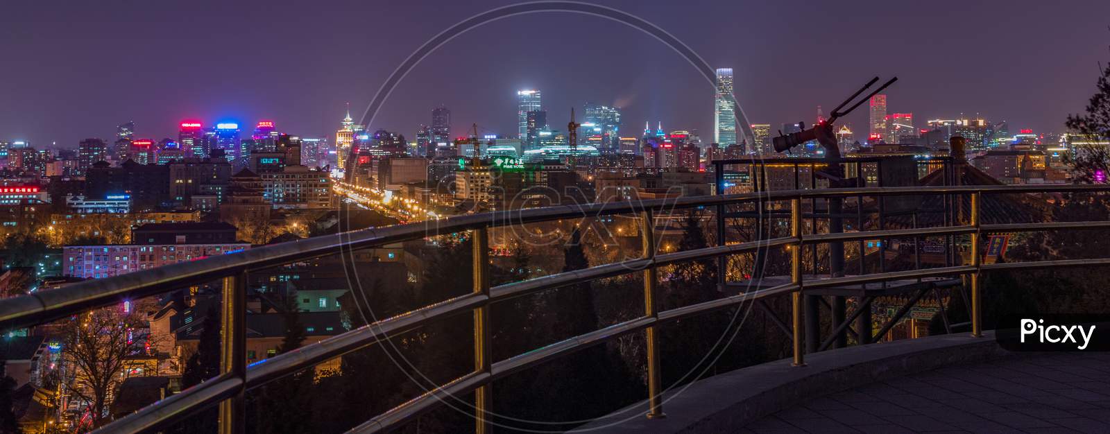 Panoramic Night View Of The Central Business District In Beijing, China