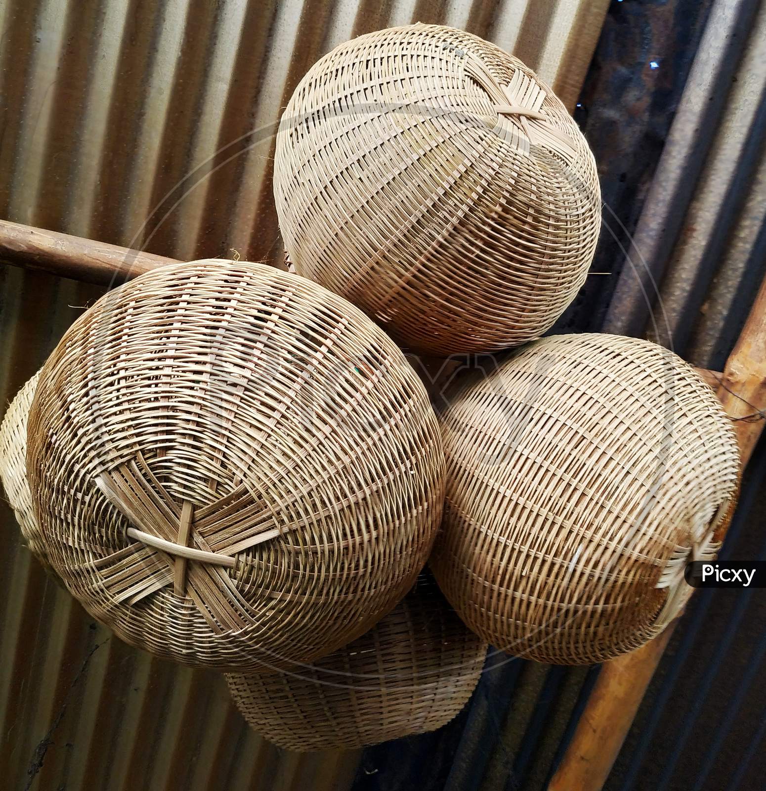 Bamboo made storage basket from Assam