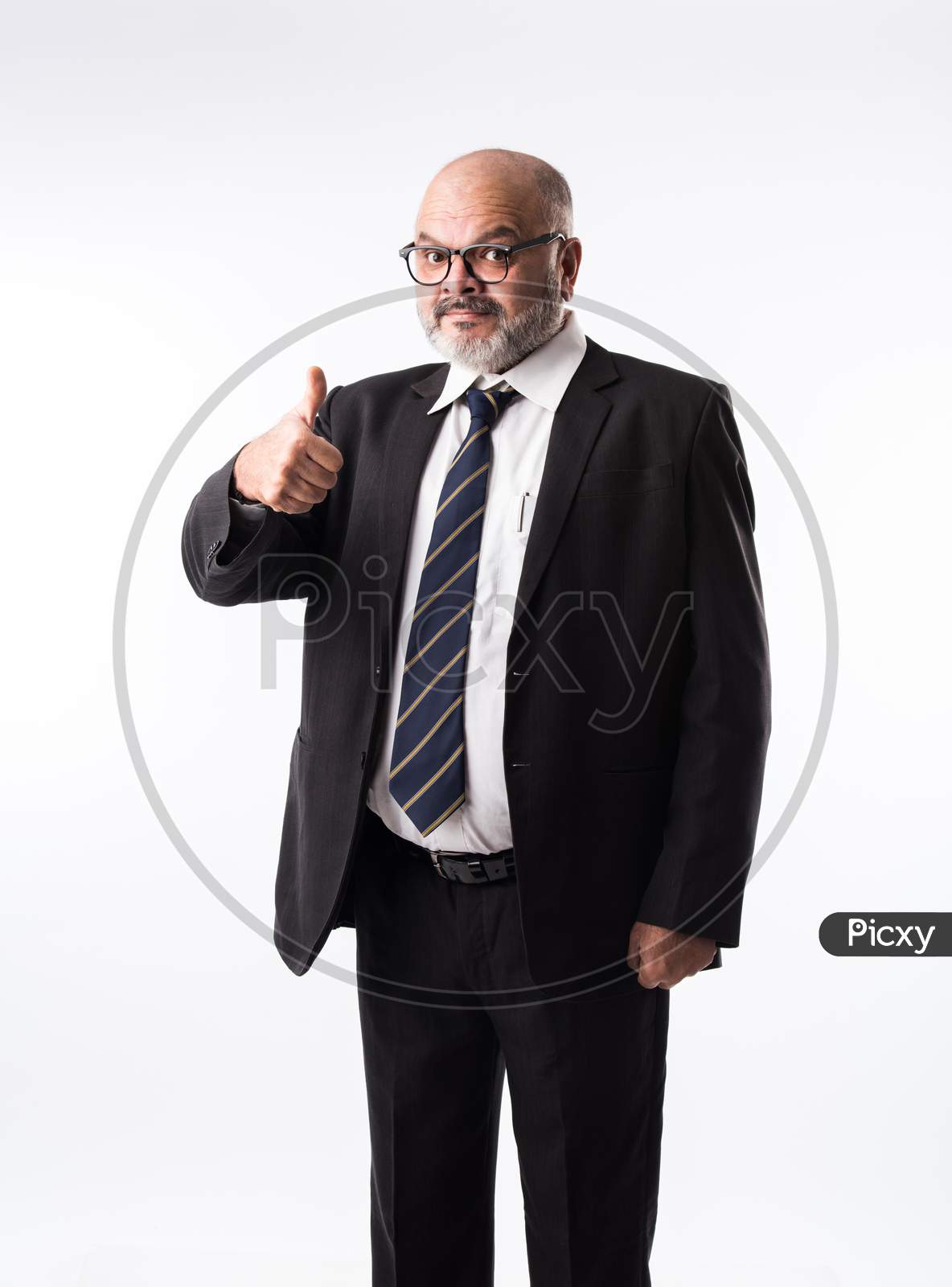 Portrait Of An Asian Indian Senior Successful Businessman Celebrating Victory