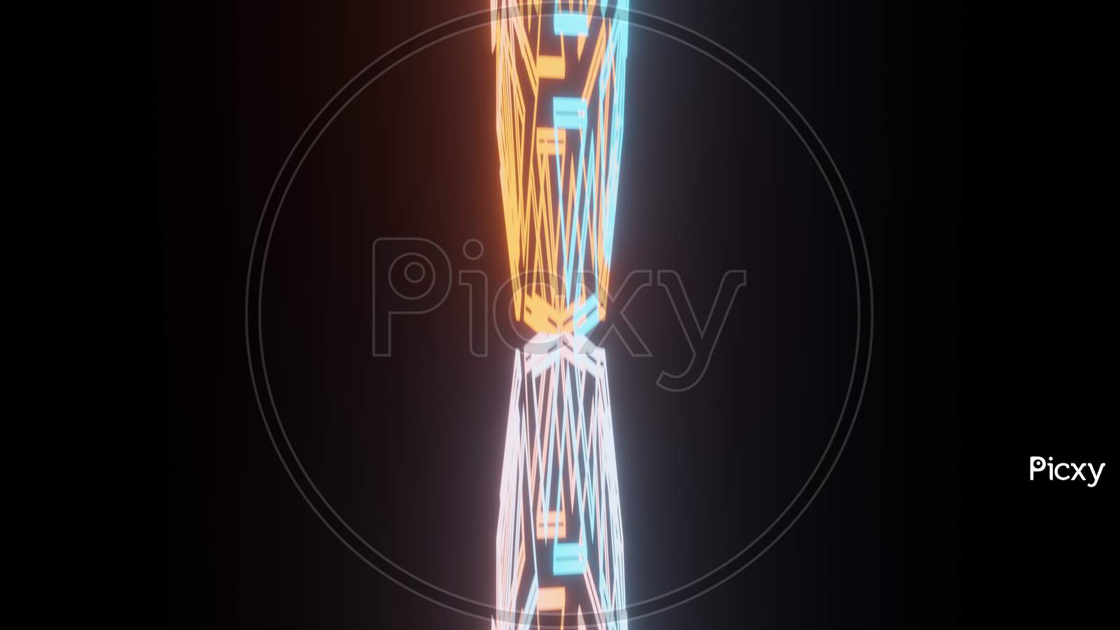 3D Illustration Graphic Of A Beautiful Colorful Abstract Sci-Fi Object Moving In A Straight Line.