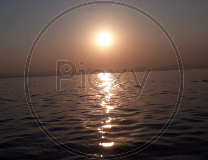 Beautiful Reflection Of sunset  , Godavari River, Telangana